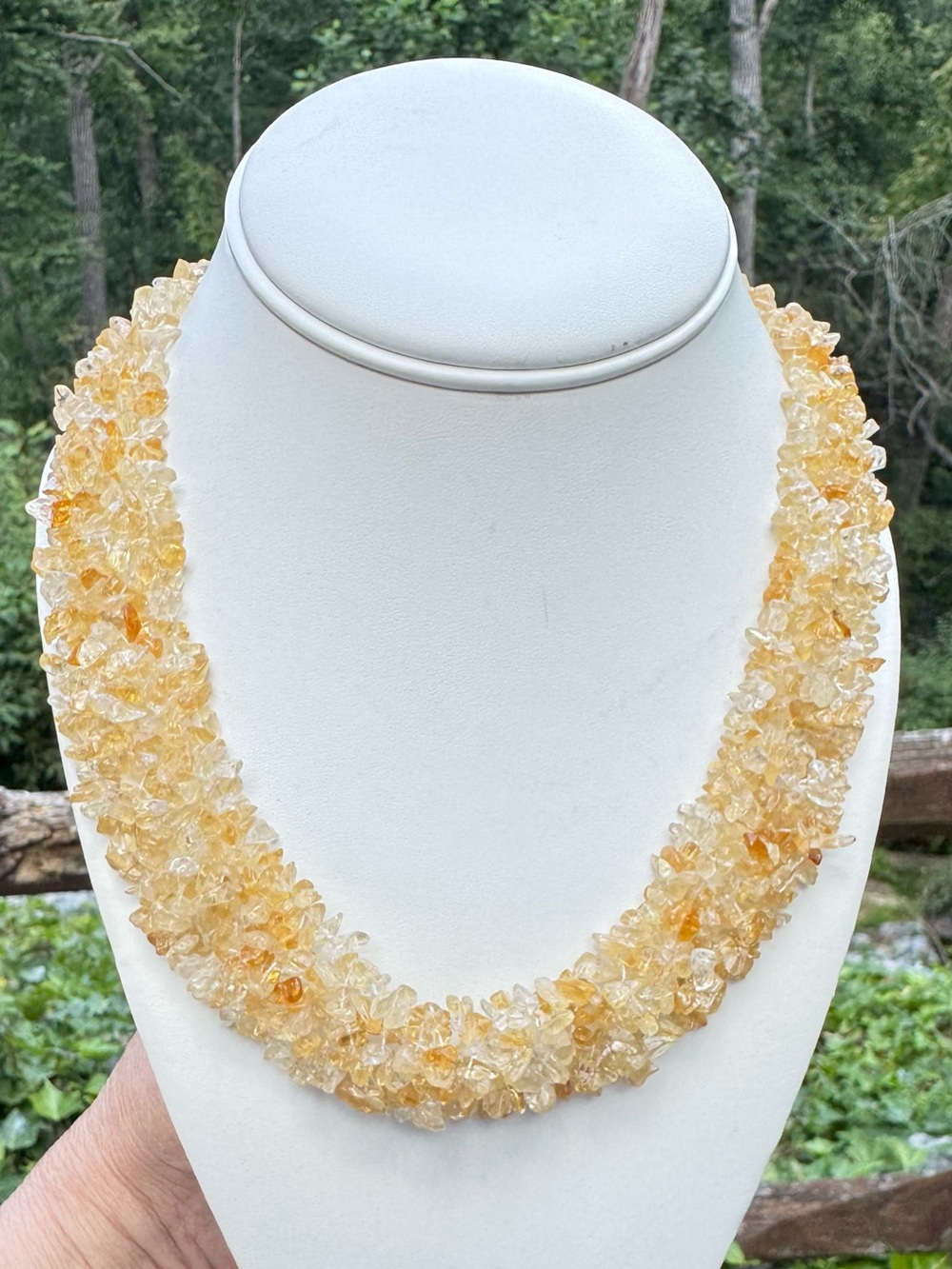 925 Genuine Citrine Chip Necklace